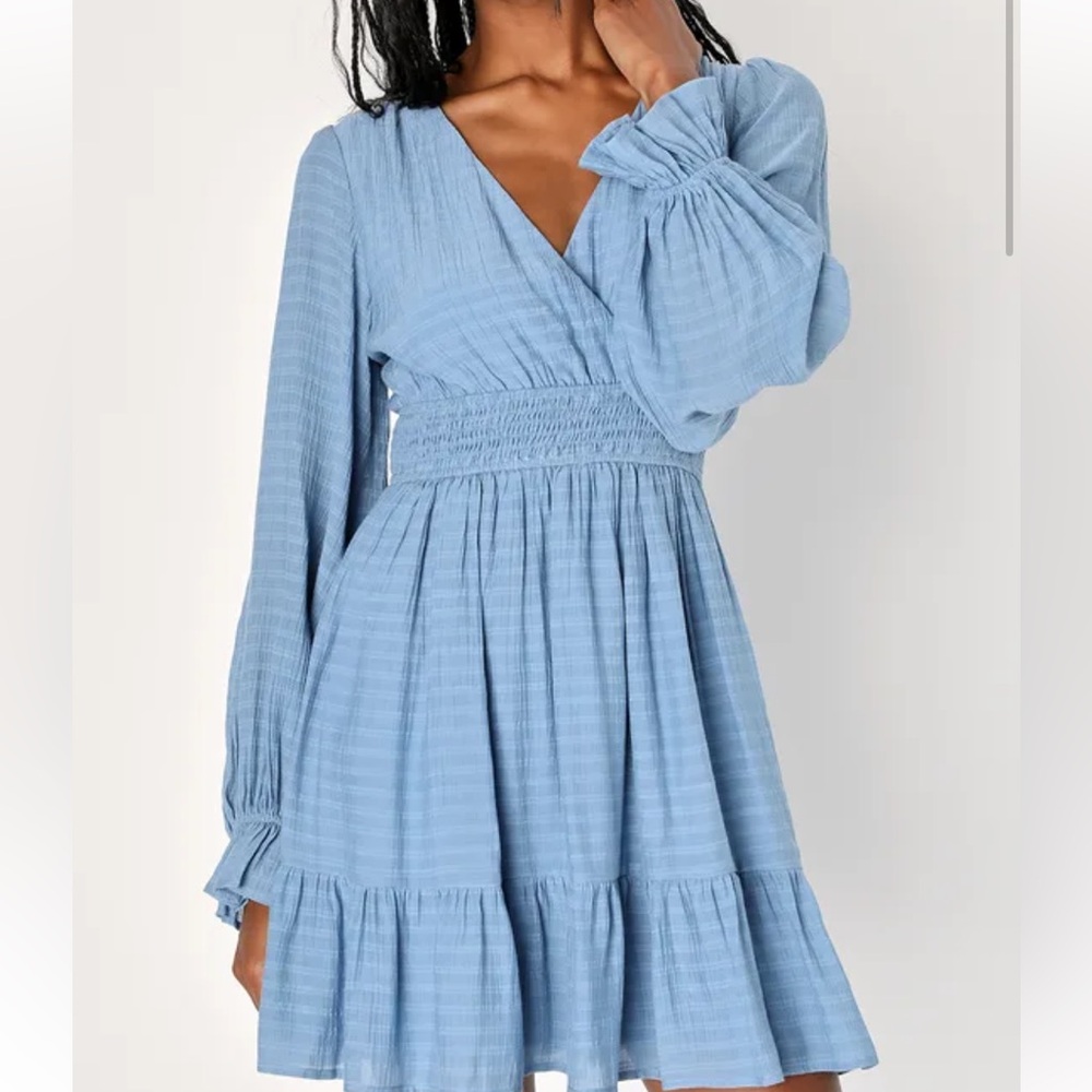 Lulu's Blue Long Sleeve Dress| Size Small